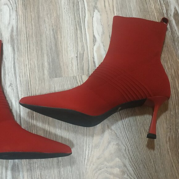 Pointed Toe Knit Stiletto Ankle Boots - Picture 2 of 8